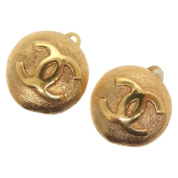 CHANEL Earring Metal Gold CC Auth hk2961 - Picture 1 of 9